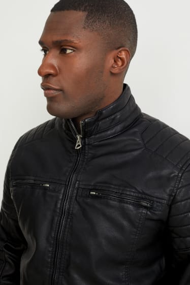 Bărbați - Jachetă de motociclist - imitație de piele - negru