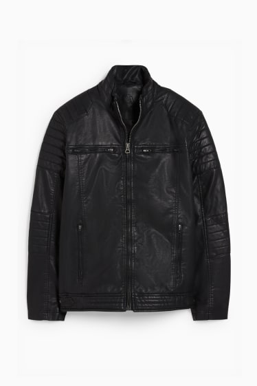 Hommes - Blouson motard - synthétique - noir