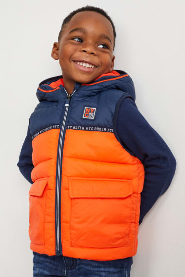 Kinder Jungen - Steppweste mit Kapuze - orange