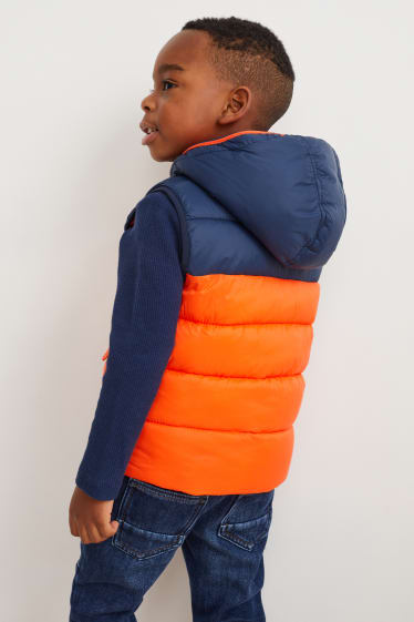Kinder Jungen - Steppweste mit Kapuze - orange
