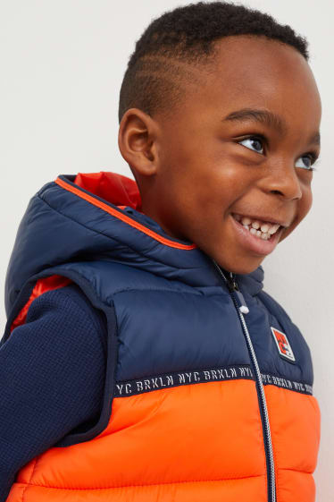 Kinder Jungen - Steppweste mit Kapuze - orange