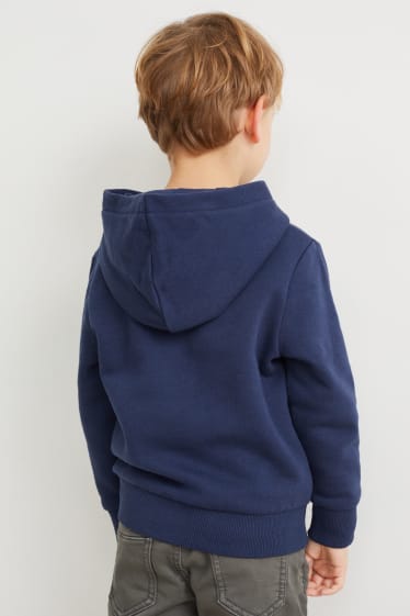 Enfants - Dino - sweat à capuche - effet brillant - bleu foncé