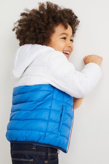 Dzieci - Pikowana kurtka z kapturem - niebieski