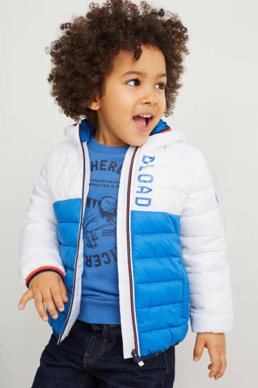 Dětské - Prošívaná bunda s kapucí - modrá
