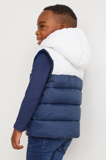 Dětské - Prošívaná vesta s kapucí - tmavomodrá