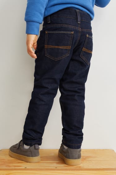 Dzieci - Wielopak, 2 pary - slim jeans - ciepłe dżinsy - dżins-ciemnoniebieski