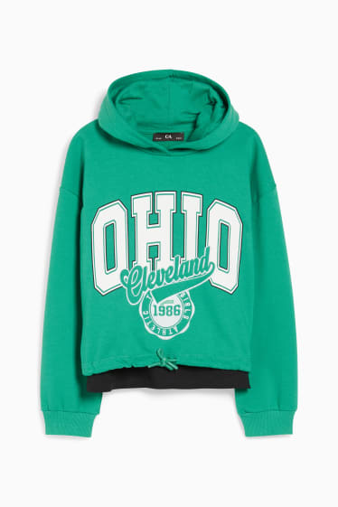Enfants filles - Ensemble - sweat à capuche et top - 2 pièces - vert