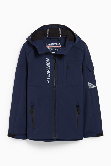 Enfants - Veste softshell à capuche - bleu foncé