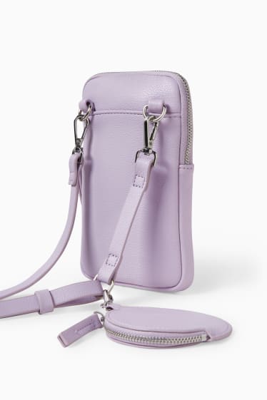 Dames - Set - smartphonetasje en portemonnee - imitatieleer - 2-delig - lichtpaars