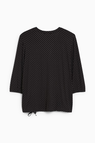 Women - Long sleeve top - polka dot - black