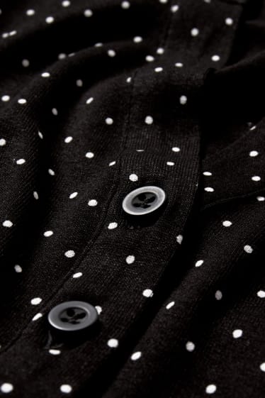 Dámské - Tričko s dlouhým rukávem - puntíkované - černá