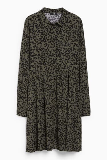 Women - Dress - patterned - dark green / black