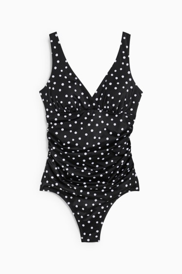 Women - Swimsuit - padded - polka dot - black