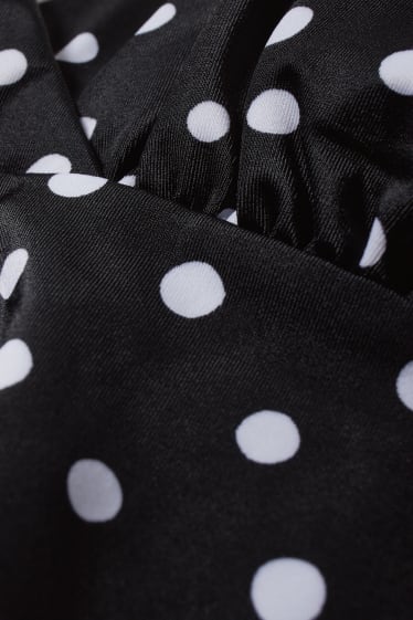 Femei - Costum de baie - vătuit - cu buline - negru