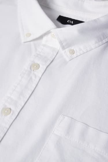 Hommes - Chemise Oxford - regular fit - col button down - blanc