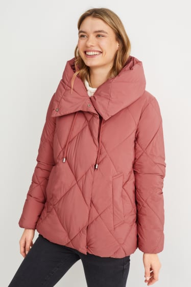 Damen - Steppjacke mit Kapuze - coral