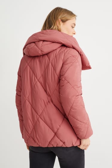 Damen - Steppjacke mit Kapuze - coral