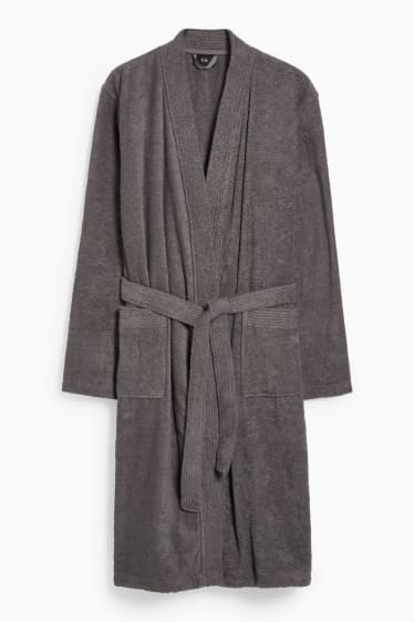 Men - Terry cloth bathrobe - gray-brown
