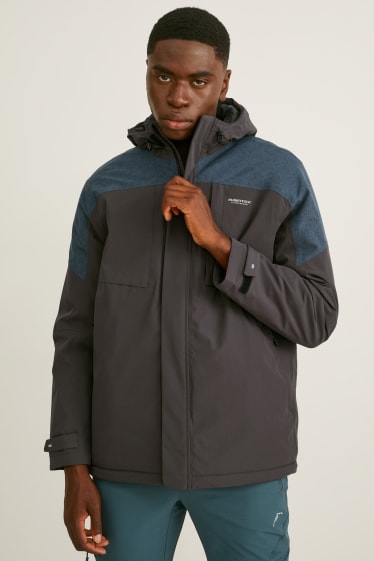 Men - Outdoor jacket with hood - gray / turquoise