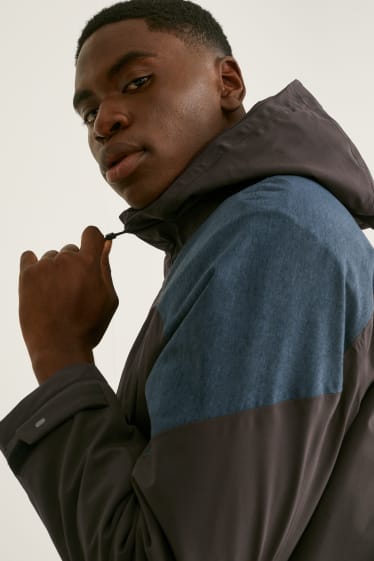 Hommes - Veste de sport à capuche - gris / turquoise