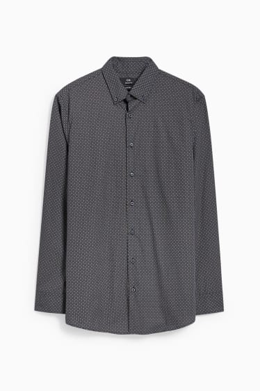 Hombre - Camisa de oficina - regular fit - button down - de planchado fácil - gris / negro