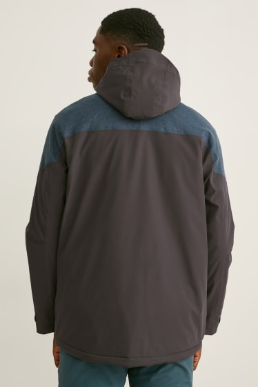 Pánské - Funkční bunda s kapucí - šedá/tyrkysová