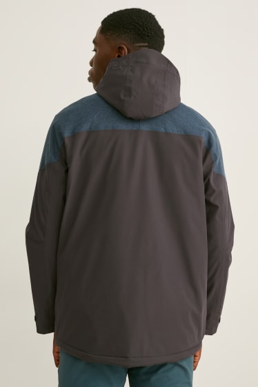 Hommes - Veste de sport à capuche - gris / turquoise