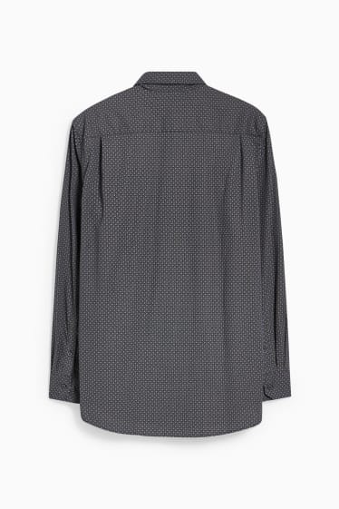 Hombre - Camisa de oficina - regular fit - button down - de planchado fácil - gris / negro