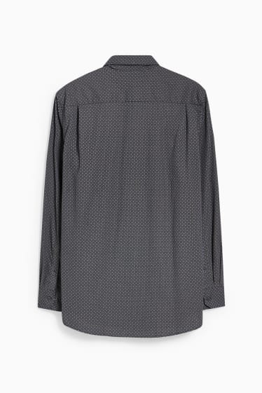 Hommes - Chemise de bureau - regular fit - col button down - facile à repasser - gris / noir