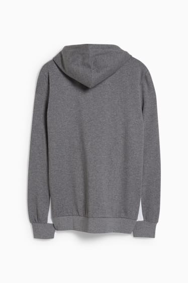 Hommes - Sweat zippé en molleton avec capuche - gris foncé / blanc