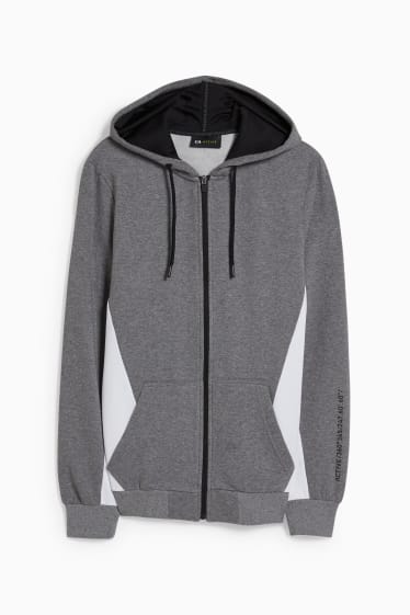 Herren - Sweatjacke mit Kapuze - dunkelgrau / weiß