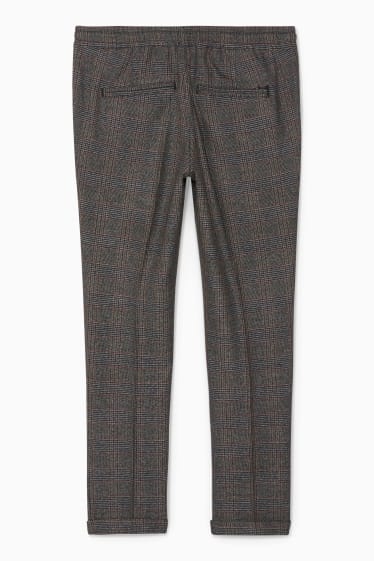 Uomo - Pantaloni chino - tapered fit - Flex - 4 Way Stretch - a quadretti - grigio-marrone