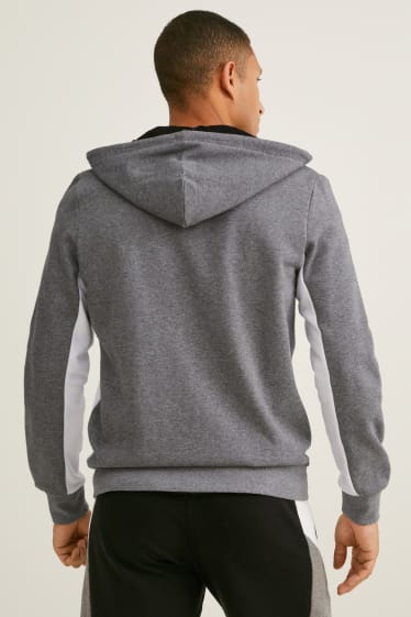 Herren - Sweatjacke mit Kapuze - dunkelgrau / weiß