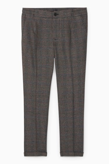 Uomo - Pantaloni chino - tapered fit - Flex - 4 Way Stretch - a quadretti - grigio-marrone