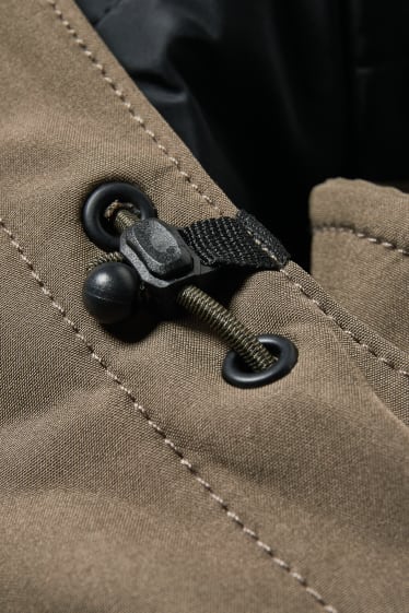 Men - Softshell jacket with hood - water-repellent - khaki