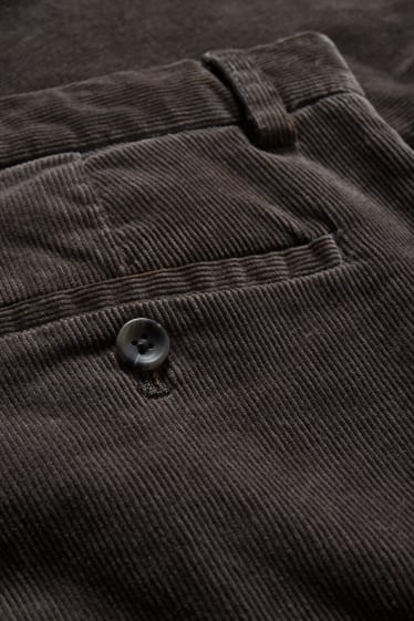 Pánské - Manšestrové kalhoty chino - regular fit - stretch - LYCRA® - šedá/hnědá