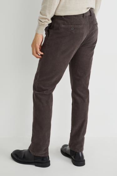 Heren - Chino van corduroy - regular fit - elastisch - LYCRA® - grijs-bruin