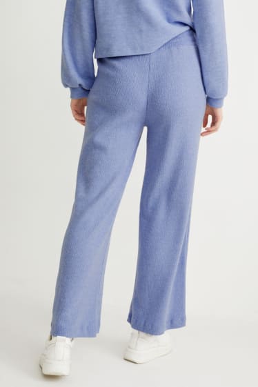 Women - Knitted trousers - regular fit - light blue