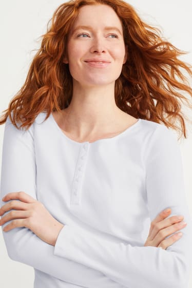Kobiety - Koszulka z długim rękawem basic - biały