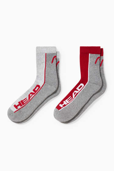 Hommes - HEAD - lot de 2 paires - chaussettes de sport - rouge / gris