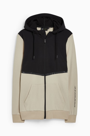 Herren - Sweatjacke mit Kapuze - schwarz / beige