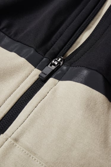 Men - Zip-through sweatshirt with hood  - black / beige