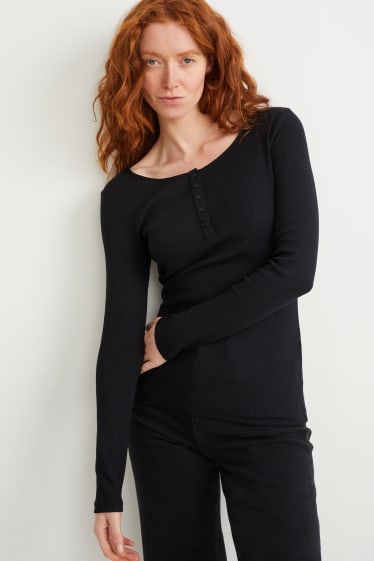 Donna - Maglia a maniche lunghe basic - nero