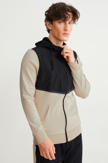Herren - Sweatjacke mit Kapuze - schwarz / beige