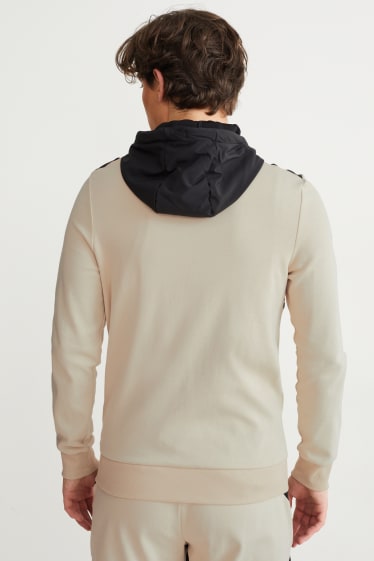 Men - Zip-through sweatshirt with hood  - black / beige