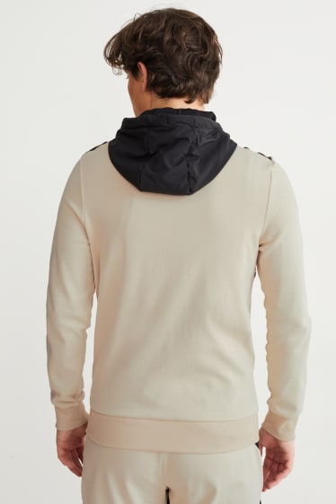 Heren - Sweatvest met capuchon  - zwart / beige