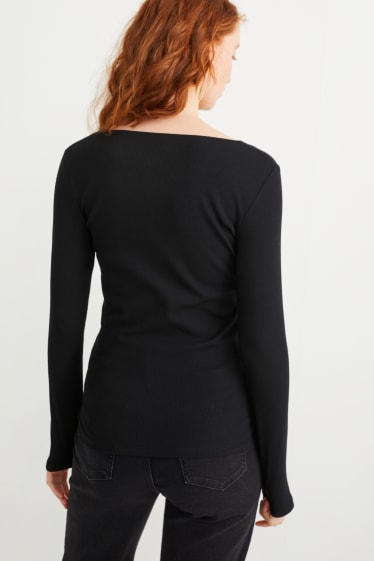 Mujer - Camiseta de manga larga básica - negro