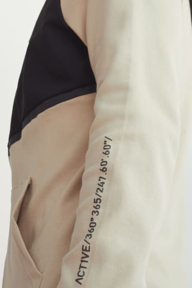 Men - Zip-through sweatshirt with hood  - black / beige