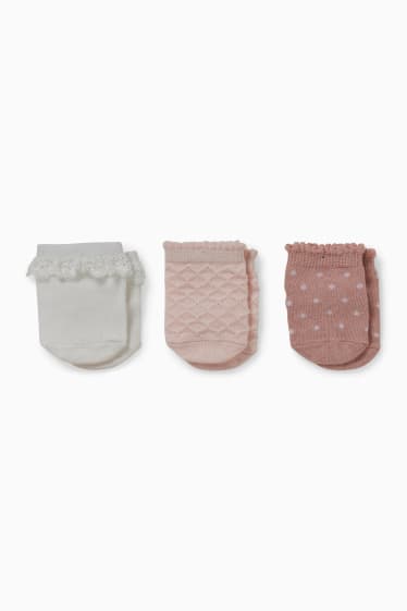 Babys - Set van 3 paar - newbornsokken - roze