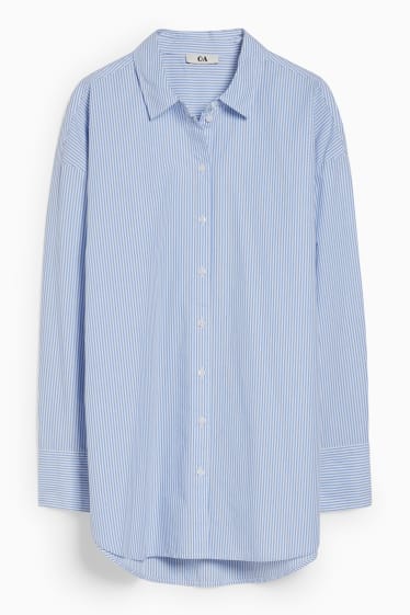 Women - Blouse - striped - blue / white